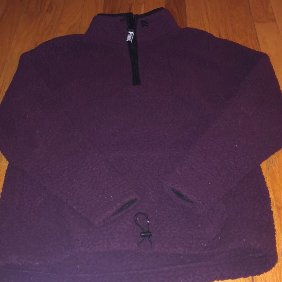 PINK Victoria’s Secret maroon fuzzy pullover - Picture 1 of 5